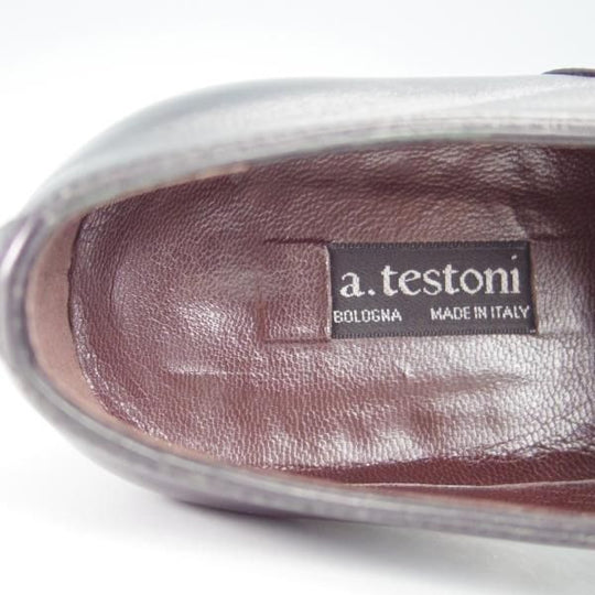 極上★(伊)ア・テストーニ SIZE 6【上級★ブラックラピド製法/ブラックラベル】サイドエラスティック/BLACK LABEL/黒/a.testoni★g154