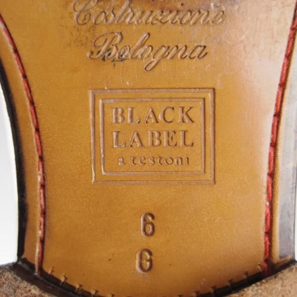 極上★(伊)ア・テストーニ SIZE 6【上級★ブラックラピド製法/ブラックラベル】サイドエラスティック/BLACK LABEL/黒/a.testoni★g154