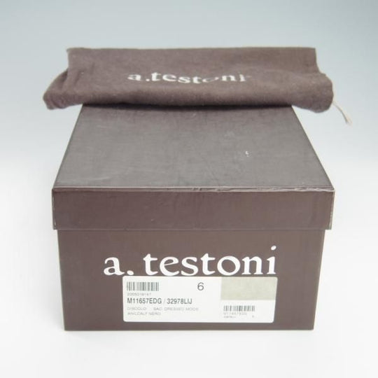 極上★(伊)ア・テストーニ SIZE 6【上級★ブラックラピド製法/ブラックラベル】サイドエラスティック/BLACK LABEL/黒/a.testoni★g154