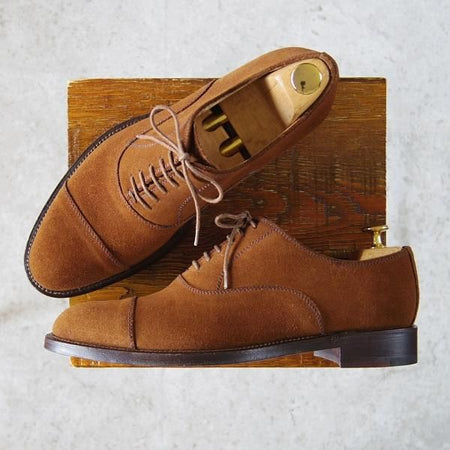 極上★(伊)エルメネジルド・ゼニア SIZE 7.5【ブラックラピド製法★ストレートチップ/S21】TSSBUG/スエード/茶/Ermenegildo Zegna★g155