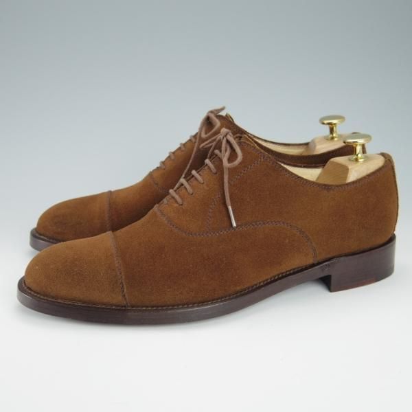 極上★(伊)エルメネジルド・ゼニア SIZE 7.5【ブラックラピド製法★ストレートチップ/S21】TSSBUG/スエード/茶/Ermenegildo Zegna★g155