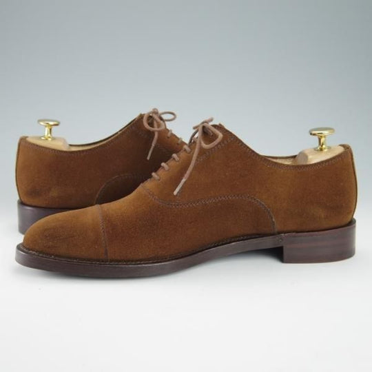 極上★(伊)エルメネジルド・ゼニア SIZE 7.5【ブラックラピド製法★ストレートチップ/S21】TSSBUG/スエード/茶/Ermenegildo Zegna★g155