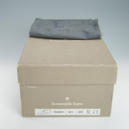 極上★(伊)エルメネジルド・ゼニア SIZE 7.5【ブラックラピド製法★ストレートチップ/S21】TSSBUG/スエード/茶/Ermenegildo Zegna★g155