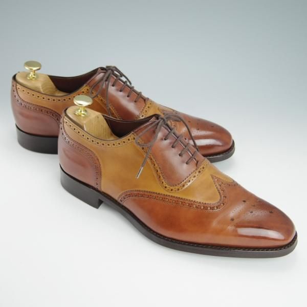 極上★(英)チーニー 8.5F【ダイナイトソール仕様★フルブローグ/3888ラスト】R73ALT/カーフ/コンビ/茶×薄茶/CHEANEY★g170