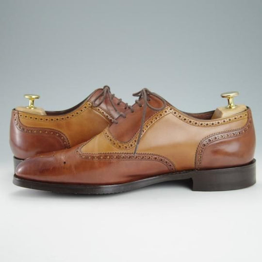 極上★(英)チーニー 8.5F【ダイナイトソール仕様★フルブローグ/3888ラスト】R73ALT/カーフ/コンビ/茶×薄茶/CHEANEY★g170