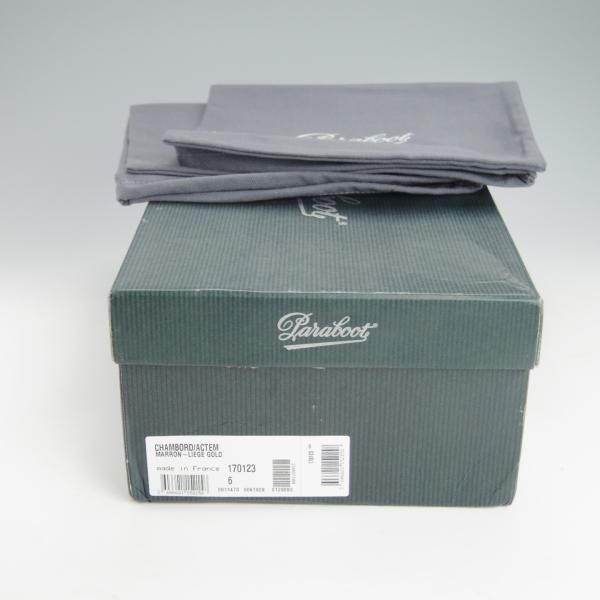 新品★パラブーツ SIZE 6【モデル定価￥77,000-★ドレス仕様シャンボード/CHAMBORD】Uチップ/グレインレザー/茶/メンズ/Paraboot★g173