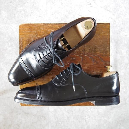 極上★(英)グレンソン 7.5E【定価￥74,800-★MACCLESFIELD/クォーターブローグ】カーフ/黒/メンズ/GRENSON★g201