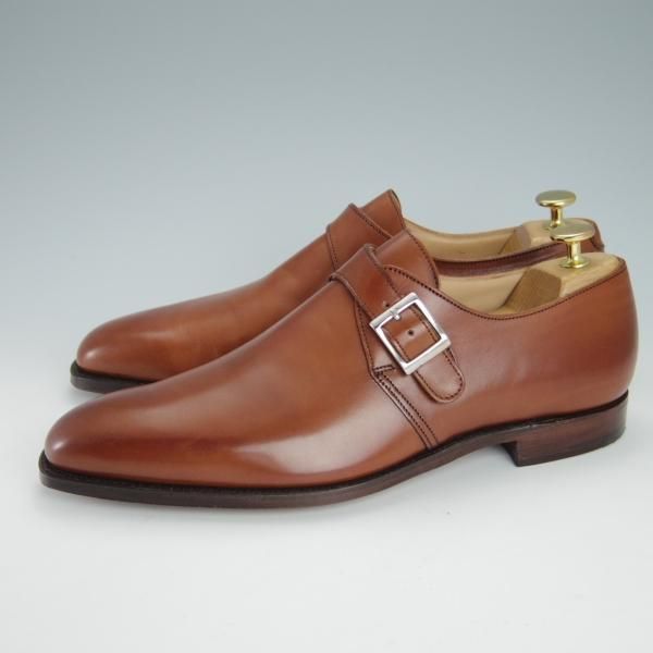 未使用★クロケット&ジョーンズ 7.5E【モデル定価￥86,900-★MONKTON/348ラスト】モンクストラップ/カーフ/茶/Crockett&Jones★g202
