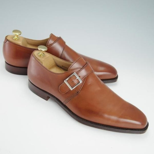 未使用★クロケット&ジョーンズ 7.5E【モデル定価￥86,900-★MONKTON/348ラスト】モンクストラップ/カーフ/茶/Crockett&Jones★g202