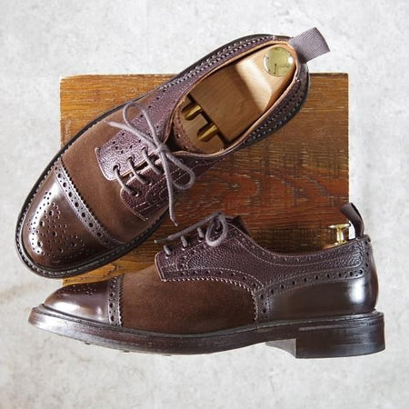 極美品★トリッカーズ SIZE 9【ダイナイトソール仕様★M7369/セミブローグ】カントリーシューズ/短靴/マルチ/濃茶/Tricker's★g203