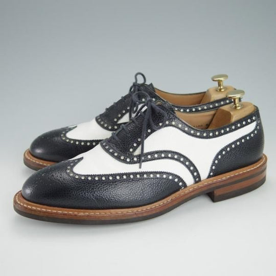 ★クロケット&ジョーンズ 8.5E【ダイナイトソール仕様★GERRARD 6/ジェラード】フルブローグ/グレインレザー/紺×白/Crockett&Jones★g204