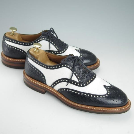 ★クロケット&ジョーンズ 8.5E【ダイナイトソール仕様★GERRARD 6/ジェラード】フルブローグ/グレインレザー/紺×白/Crockett&Jones★g204