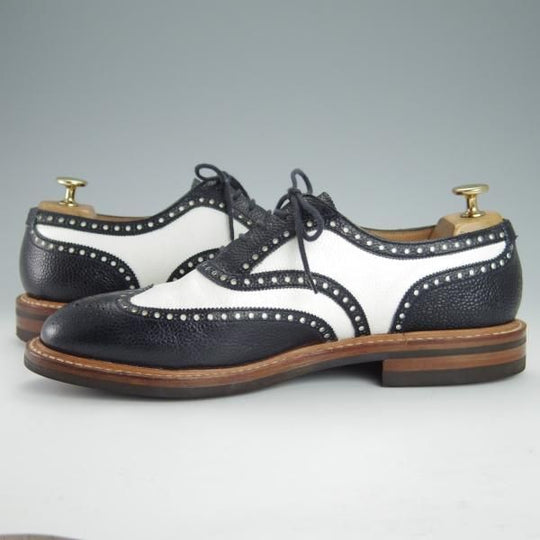 ★クロケット&ジョーンズ 8.5E【ダイナイトソール仕様★GERRARD 6/ジェラード】フルブローグ/グレインレザー/紺×白/Crockett&Jones★g204