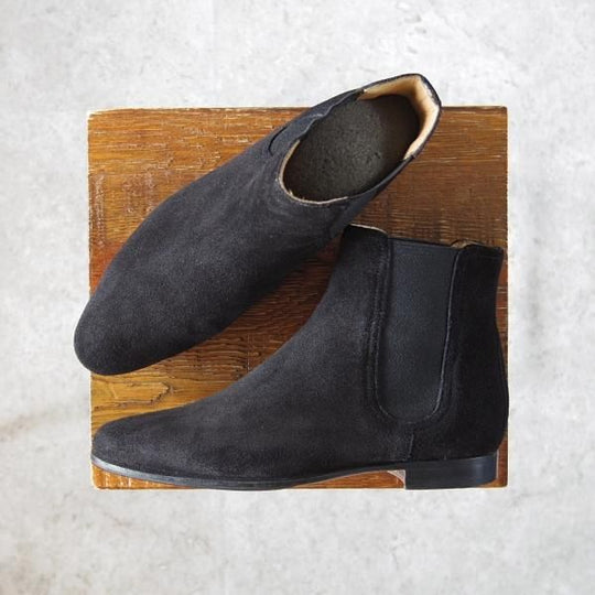 美品★(伊製)HERMES/エルメス(レディース) SIZE 36.5【★サイドゴアブーツ/スエード】黒★g206