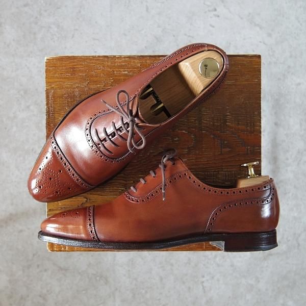 極上★クロケット&ジョーンズ 6E【貴重★360ラスト/トレーディングポスト別注/MAIDWELL】セミブローグ/カーフ/茶/Crockett&Jones★g210