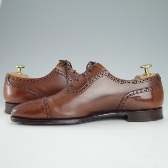 極上★クロケット&ジョーンズ 6E【貴重★360ラスト/トレーディングポスト別注/MAIDWELL】セミブローグ/カーフ/茶/Crockett&Jones★g210