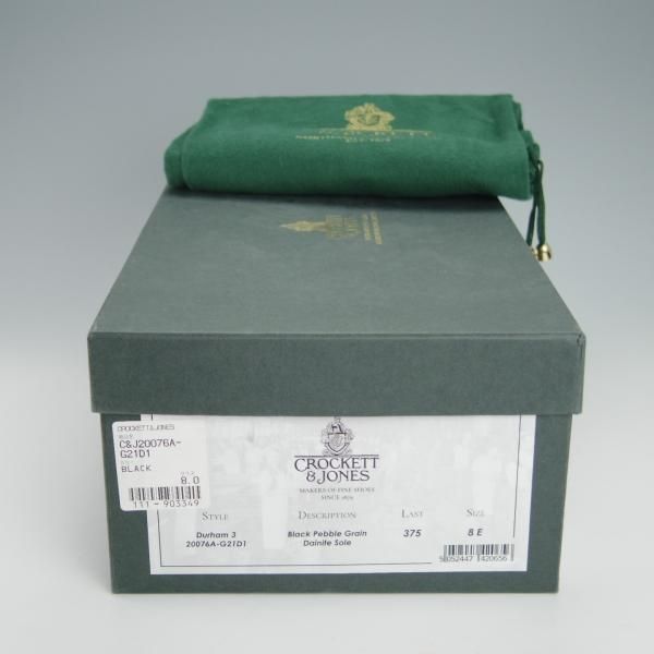 美品★クロケット&ジョーンズ 8E【定価￥93,500-★ダイナイトソール仕様/DURHAM 3】375ラスト/Uチップ/黒/メンズ/Crockett&Jones★g213