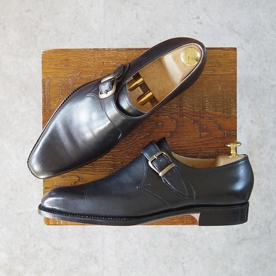 未使用★(東欧)VASS/ヴァーシュ SIZE 39【貴重★Uラスト/ロベルト・ウゴリーニ/OLD ENGLISH】モンクストラップ/カーフ/黒★g215