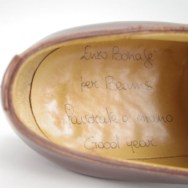 極上★(伊)エンツォ・ボナフェ SIZE 41【ビームス別注★ハンドソーンウェルテッド製法/九分仕立て】茶/BEAMS/Enzo Bonafe★g217