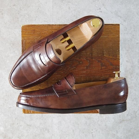 極上★ジョンロブ 8E【モデル定価￥217,800-★ミュージアムカーフ/ロペス/LOPEZ】4395ラスト/コインローファー/濃茶/JOHN LOBB★g227