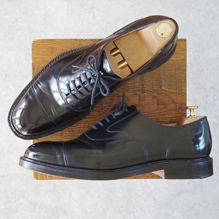 美品★チャーチ 95F/UK9.5【★LANCASTER/173ラスト】5都市ロゴ/ストレートチップ/ポリッシュドバインダーカーフ/黒/メンズ/Church's★g238