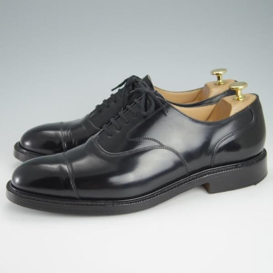 美品★チャーチ 95F/UK9.5【★LANCASTER/173ラスト】5都市ロゴ/ストレートチップ/ポリッシュドバインダーカーフ/黒/メンズ/Church's★g238