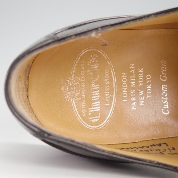 美品★チャーチ 95F/UK9.5【★LANCASTER/173ラスト】5都市ロゴ/ストレートチップ/ポリッシュドバインダーカーフ/黒/メンズ/Church's★g238