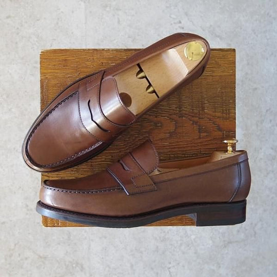 未使用★(スペイン製)YANKO/ヤンコ SIZE 6.5【グッドイヤーウェルテッド製法★14700/CAMBRIDGE】コインローファー/カーフ/NIGER/茶★g239