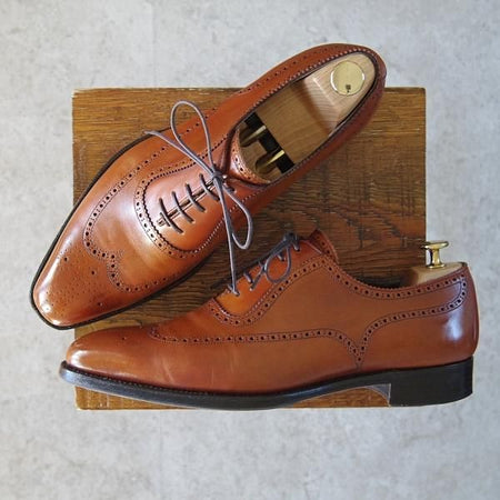 ★三陽山長 SIZE 8.5【定価￥77,000-★隼之介/R309ラスト】JUNNOSUKE/イミテーションブローグ/カーフ/茶/メンズ/SanyoYamacho★g240