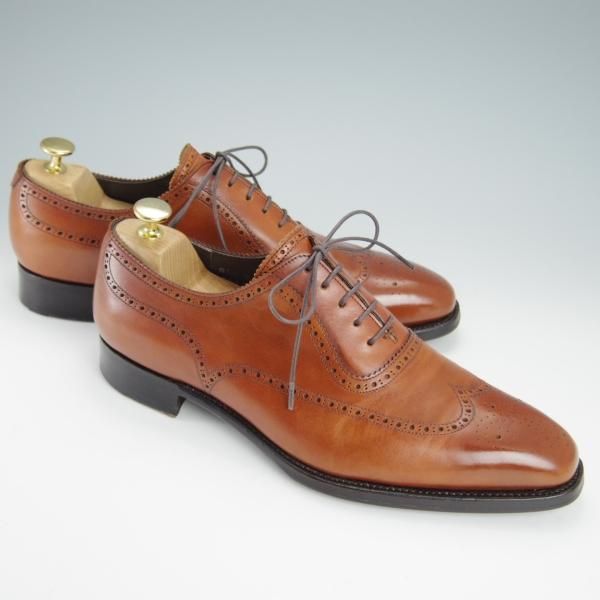 ★三陽山長 SIZE 8.5【定価￥77,000-★隼之介/R309ラスト】JUNNOSUKE/イミテーションブローグ/カーフ/茶/メンズ/SanyoYamacho★g240