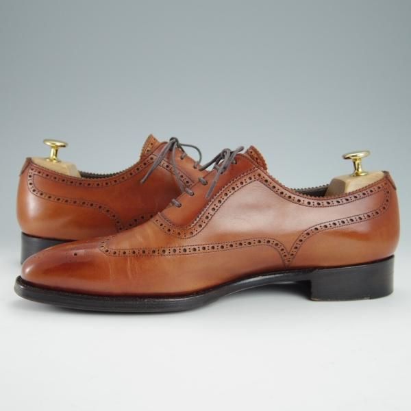 ★三陽山長 SIZE 8.5【定価￥77,000-★隼之介/R309ラスト】JUNNOSUKE/イミテーションブローグ/カーフ/茶/メンズ/SanyoYamacho★g240