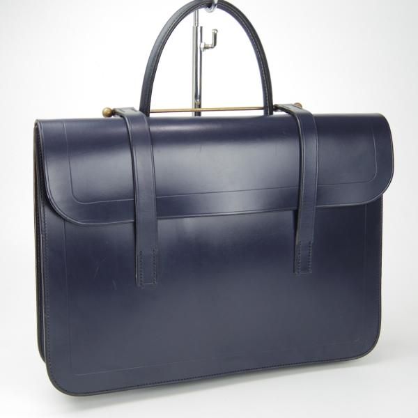 極美品★(英)ラザフォード/Rutherfords【定価￥60,500-★ブライドルレザー仕様/ミュージックバッグ】紺/革/メンズ/ビジネス/鞄★N5682