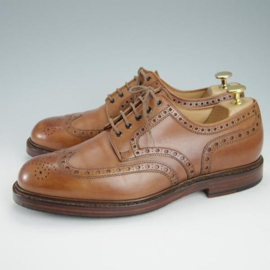 極上★クロケット&ジョーンズ 7.5E【★BANGOR/365ラスト】MAHOGANY BURNISHED/フルブローグ/カーフ/茶/メンズ/Crockett&Jones★g256