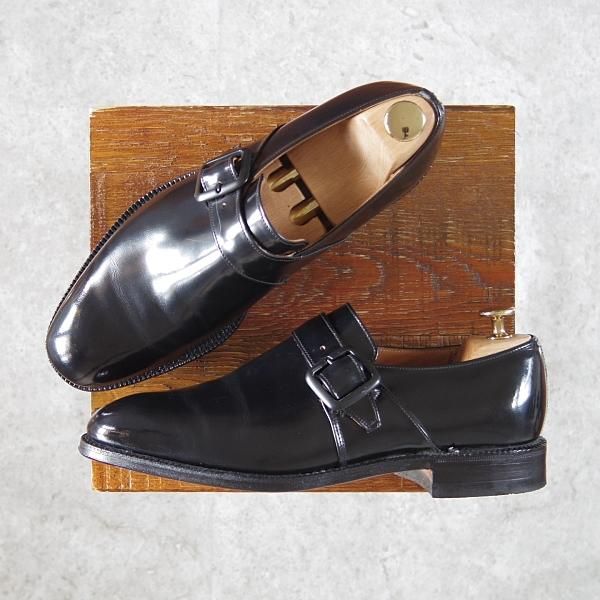 極美品★チャーチ65F/UK6.5【貴重★73ラスト/ブックバインダーカーフ】Westbury/3都市ロゴ/モンクストラップ/黒/メンズ/Church's★g259