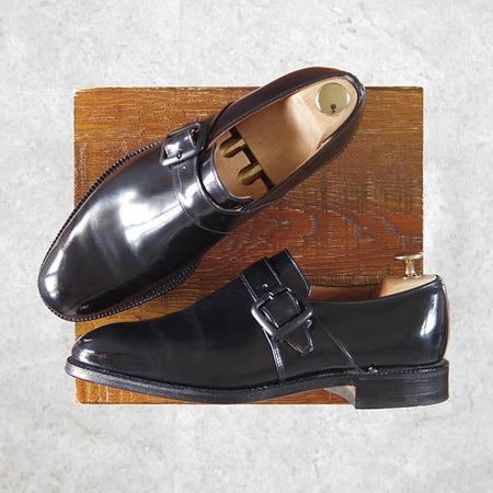 極美品★チャーチ65F/UK6.5【貴重★73ラスト/ブックバインダーカーフ】Westbury/3都市ロゴ/モンクストラップ/黒/メンズ/Church's★g259