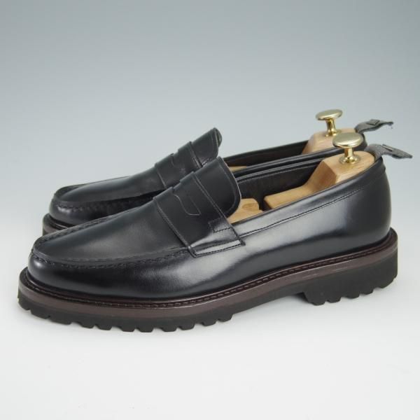 極美品★WH/ダブルエイチ SIZE 6.5【定価￥52,800-★(仏)アノネイ社/ボカルーカーフ】WH0505/コインローファー/Vocalou/黒/メンズ★g264