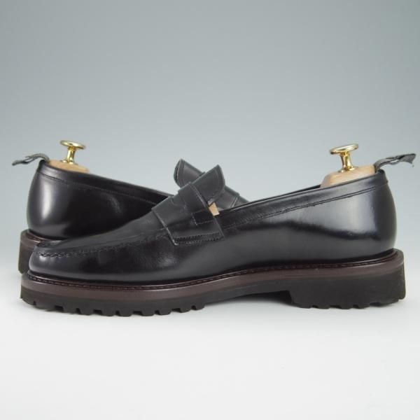 極美品★WH/ダブルエイチ SIZE 6.5【定価￥52,800-★(仏)アノネイ社/ボカルーカーフ】WH0505/コインローファー/Vocalou/黒/メンズ★g264