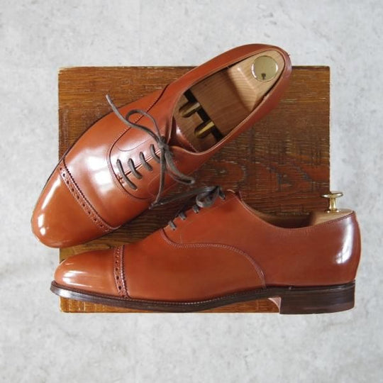 美品★クロケット&ジョーンズ 8E【★ロイドフットウェア別注/Lloyd Footwear】317ラスト/パンチドキャップトゥ/茶/Crockett&Jones★g267