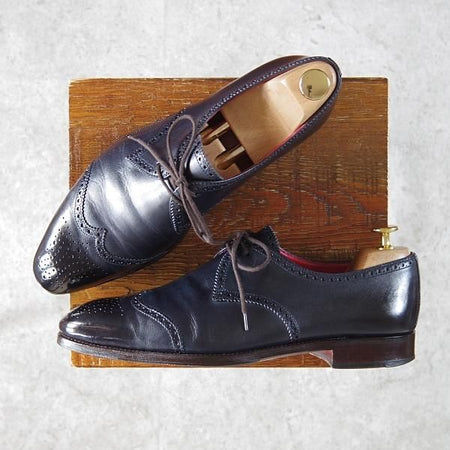 極上★(スペイン製)CARMINA/カルミナ SIZE 7.5【グッドイヤーウェルテッド製法★80256/SIMPSONラスト】ショートウイング/カーフ/紺★g268