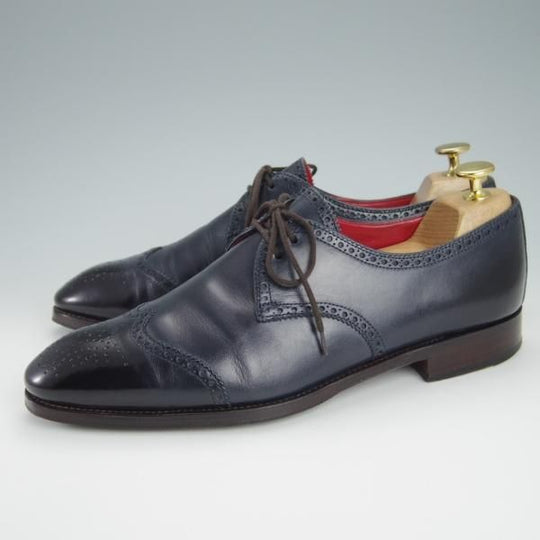 極上★(スペイン製)CARMINA/カルミナ SIZE 7.5【グッドイヤーウェルテッド製法★80256/SIMPSONラスト】ショートウイング/カーフ/紺★g268