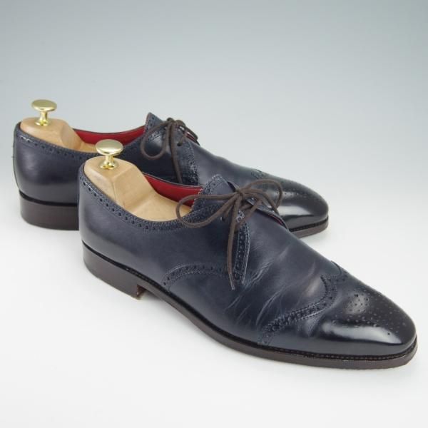 極上★(スペイン製)CARMINA/カルミナ SIZE 7.5【グッドイヤーウェルテッド製法★80256/SIMPSONラスト】ショートウイング/カーフ/紺★g268