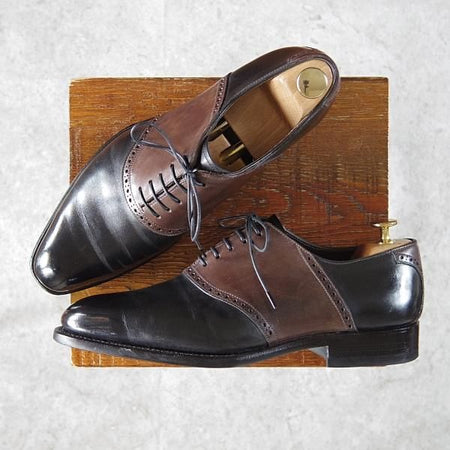 極上★Perfetto/ペルフェット SIZE 7【★ワールドフットウェアギャラリー別注/World Footwear Gallery】カーフ/黒×濃茶/メンズ★g271