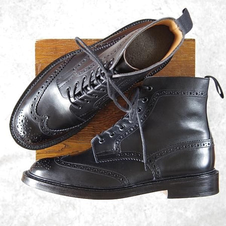 極美品★トリッカーズ SIZE 9【定価￥88,000-★ストウ/STOW/M5634】カントリーブーツ/カーフ/黒/メンズ/Tricker's★g273