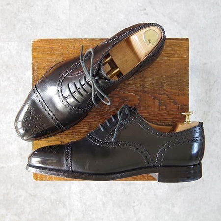 極上★(英)グレンソン 7.5F【定価￥74,800-★OXFORD/オックスフォード】セミブローグ/カーフ/黒/メンズ/GRENSON★g279