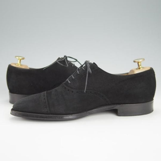 極上★ジョンロブ 5.5E【★AVON/8000ラスト】エイボン/クォーターブローグ/スエード/黒/メンズ/JOHN LOBB★g282