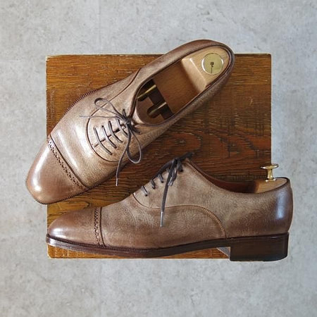 極美品★Iron Dress/アイアンドレス SIZE 7【ハンドソーンウェルテッド製法★フルハンド/Tuscany Waxed Bull hide】パンチドキャップトゥ/茶★g286