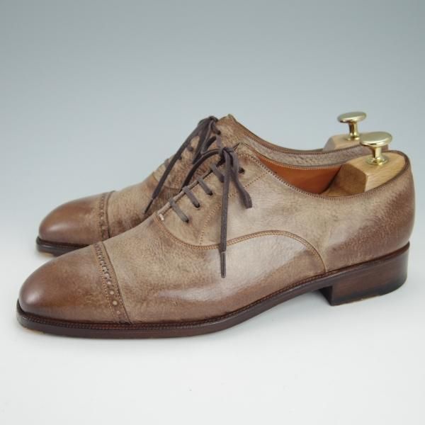 極美品★Iron Dress/アイアンドレス SIZE 7【ハンドソーンウェルテッド製法★フルハンド/Tuscany Waxed Bull hide】パンチドキャップトゥ/茶★g286