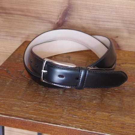 ほぼ未使用★コードバン製ベルト フリーサイズ（サイズ調整可能）【★(九州)岩田屋取扱】ベルト/レザー/本革/黒/ビジネス/メンズ★g291