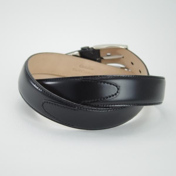 ほぼ未使用★コードバン製ベルト フリーサイズ（サイズ調整可能）【★(九州)岩田屋取扱】ベルト/レザー/本革/黒/ビジネス/メンズ★g291