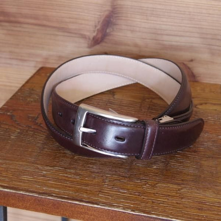 ほぼ未使用★コードバン製ベルト フリーサイズ（サイズ調整可能）【★(九州)岩田屋取扱】ベルト/レザー/本革/濃茶/ビジネス/メンズ★g292